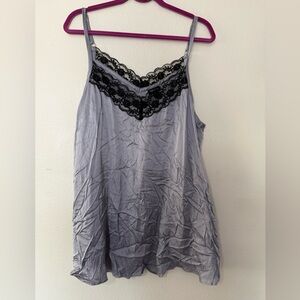 Torrid Gray Satin Cami with Black Lace